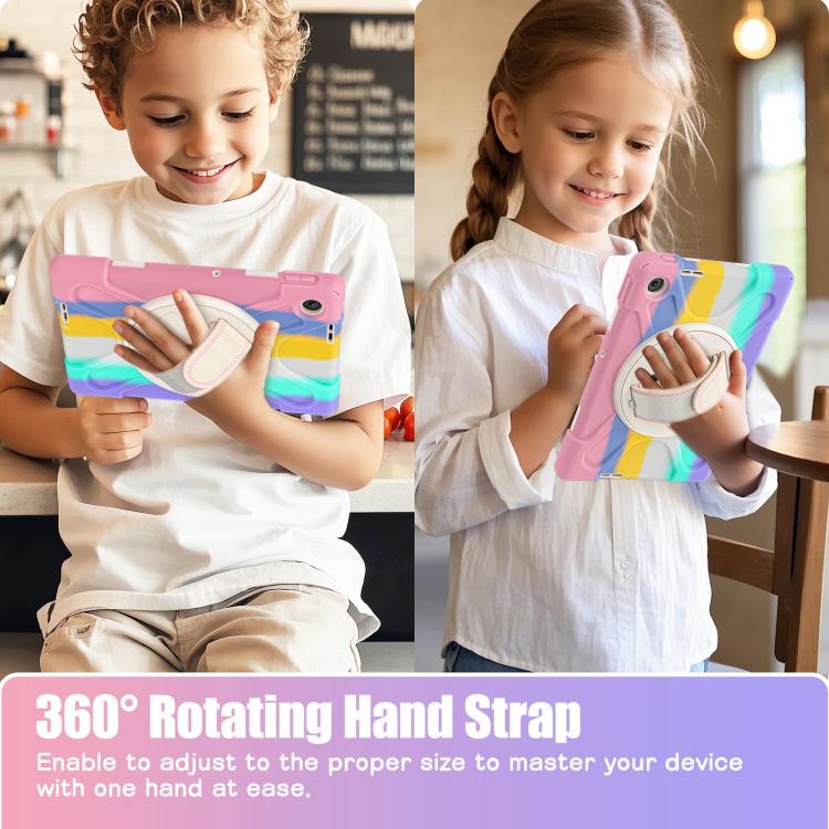 For Lenovo Tab 10.1 2025 / ZhaoYang K10c Rotatable Holder Silicone Hybrid PC Tablet Case with Shoulder Strap