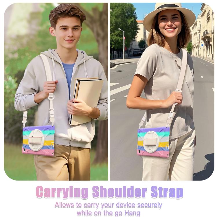 For Lenovo Tab 10.1 2025 / ZhaoYang K10c Rotatable Holder Silicone Hybrid PC Tablet Case with Shoulder Strap