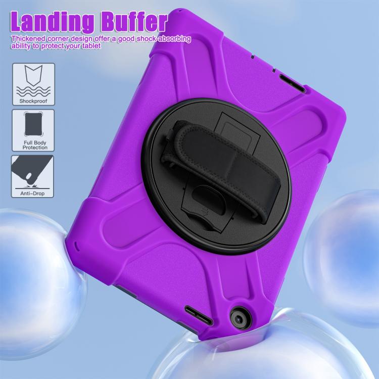 For Lenovo Tab 10.1 2025 / ZhaoYang K10c Rotatable Holder Silicone Hybrid PC Tablet Case with Shoulder Strap