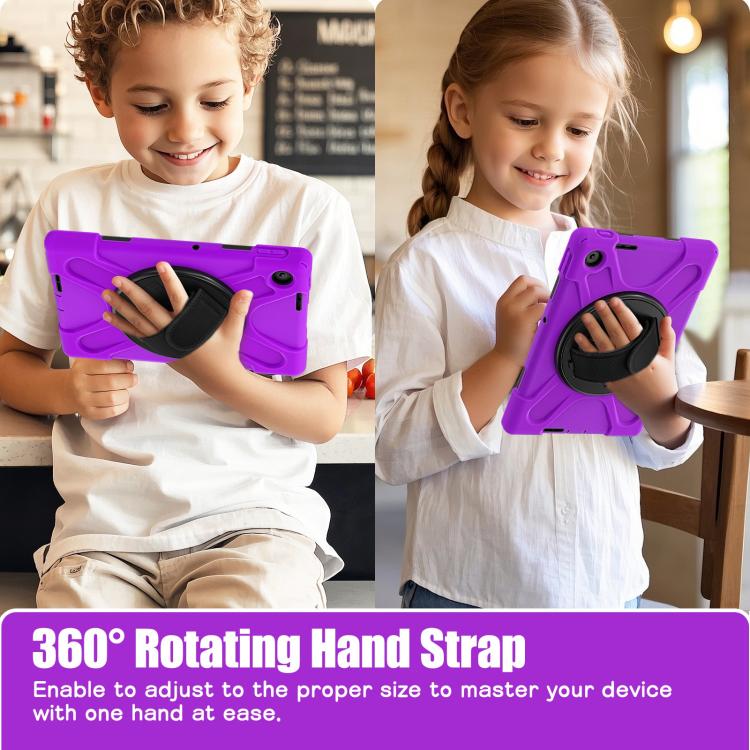 For Lenovo Tab 10.1 2025 / ZhaoYang K10c Rotatable Holder Silicone Hybrid PC Tablet Case with Shoulder Strap