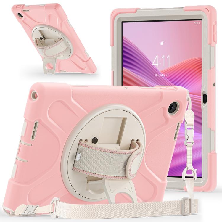 For Lenovo Tab 10.1 2025 / ZhaoYang K10c Rotatable Holder Silicone Hybrid PC Tablet Case with Shoulder Strap