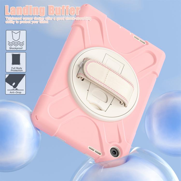 For Lenovo Tab 10.1 2025 / ZhaoYang K10c Rotatable Holder Silicone Hybrid PC Tablet Case with Shoulder Strap