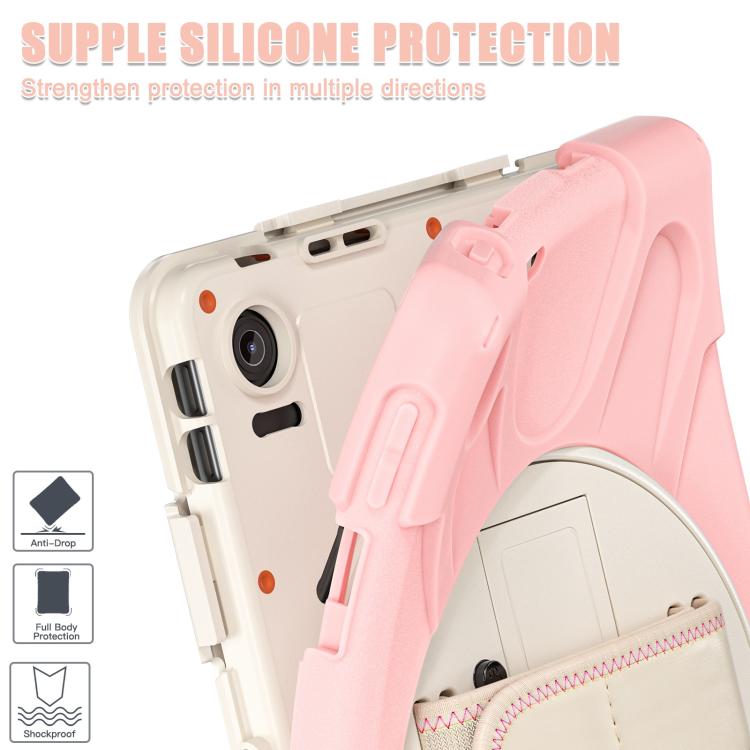 For Lenovo Tab 10.1 2025 / ZhaoYang K10c Rotatable Holder Silicone Hybrid PC Tablet Case with Shoulder Strap