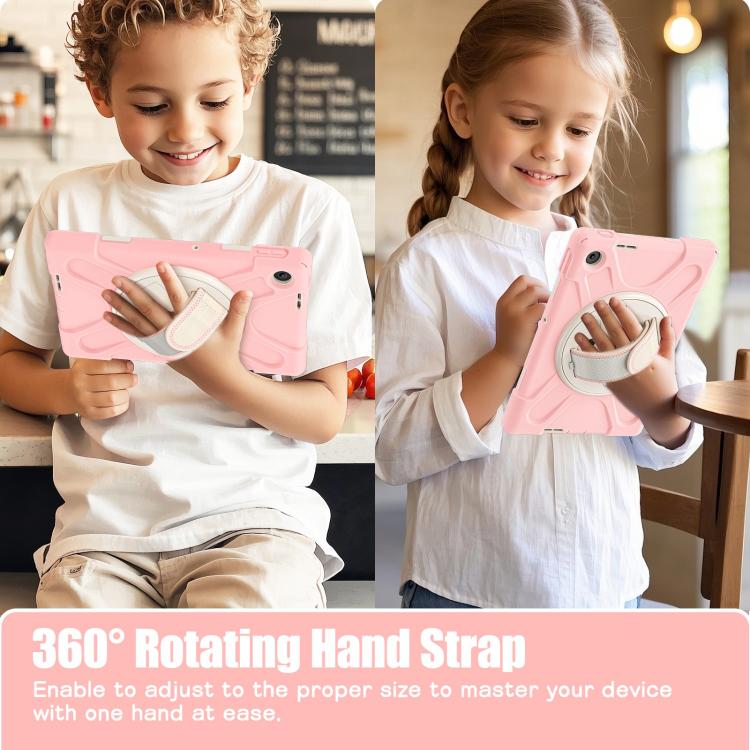 For Lenovo Tab 10.1 2025 / ZhaoYang K10c Rotatable Holder Silicone Hybrid PC Tablet Case with Shoulder Strap