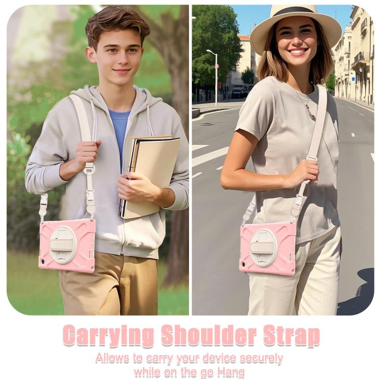For Lenovo Tab 10.1 2025 / ZhaoYang K10c Rotatable Holder Silicone Hybrid PC Tablet Case with Shoulder Strap