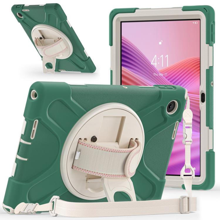 For Lenovo Tab 10.1 2025 / ZhaoYang K10c Rotatable Holder Silicone Hybrid PC Tablet Case with Shoulder Strap