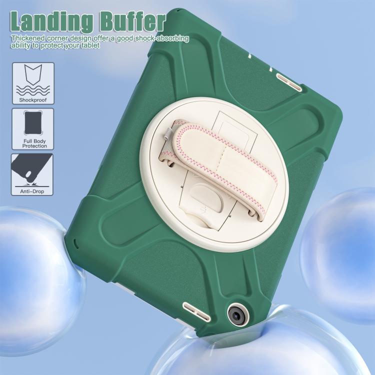 For Lenovo Tab 10.1 2025 / ZhaoYang K10c Rotatable Holder Silicone Hybrid PC Tablet Case with Shoulder Strap