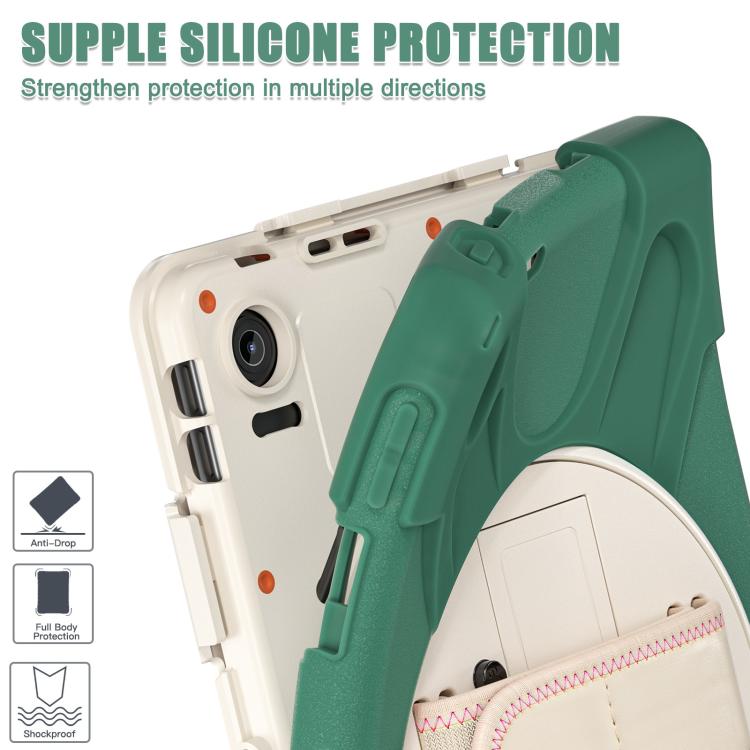 For Lenovo Tab 10.1 2025 / ZhaoYang K10c Rotatable Holder Silicone Hybrid PC Tablet Case with Shoulder Strap