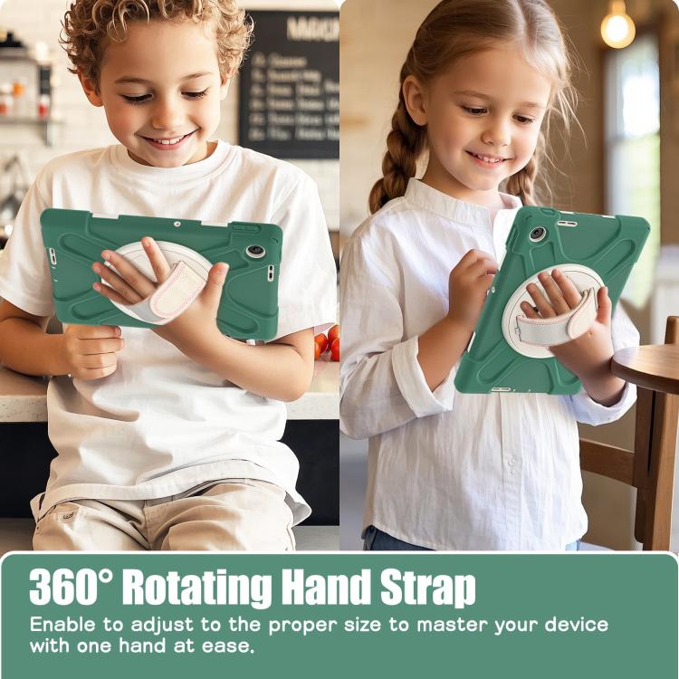 For Lenovo Tab 10.1 2025 / ZhaoYang K10c Rotatable Holder Silicone Hybrid PC Tablet Case with Shoulder Strap