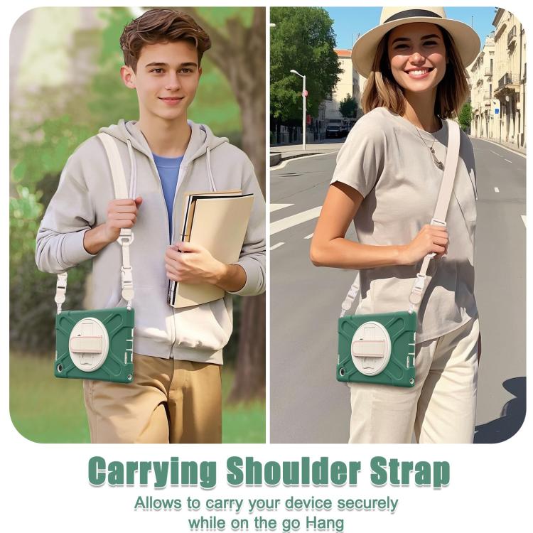 For Lenovo Tab 10.1 2025 / ZhaoYang K10c Rotatable Holder Silicone Hybrid PC Tablet Case with Shoulder Strap