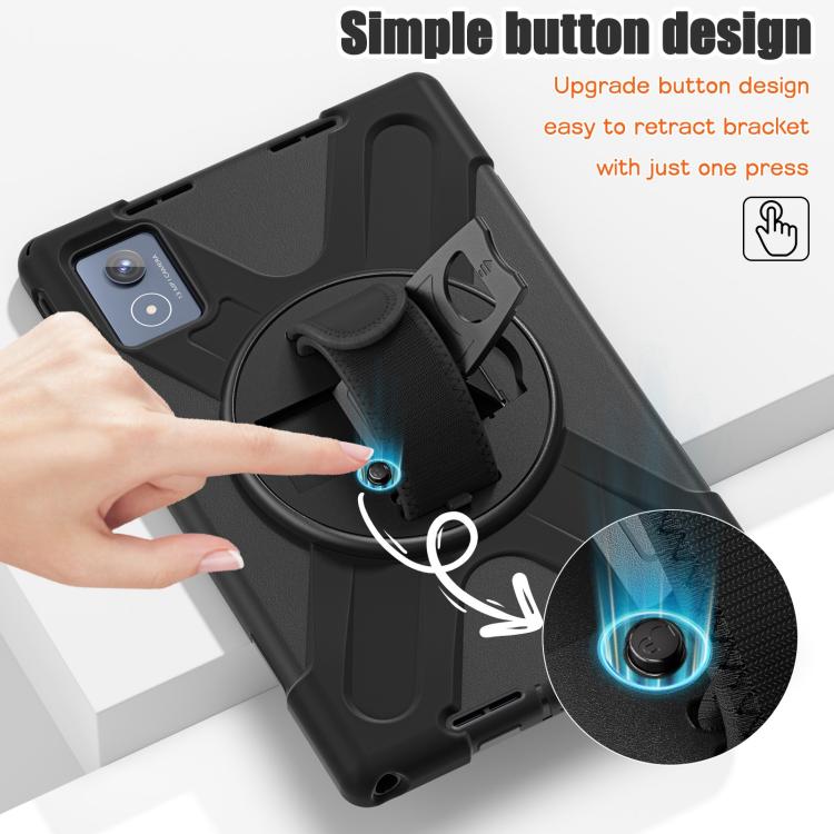 For Lenovo Tab K11 Plus Rotatable Holder Silicone Hybrid PC Tablet Case with Shoulder Strap