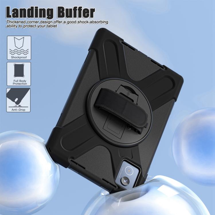 For Lenovo Tab K11 Plus Rotatable Holder Silicone Hybrid PC Tablet Case with Shoulder Strap