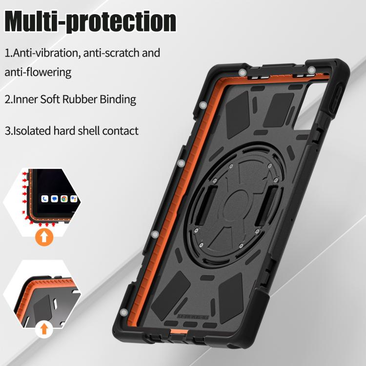 For Lenovo Tab K11 Plus Rotatable Holder Silicone Hybrid PC Tablet Case with Shoulder Strap