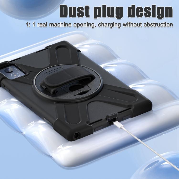 For Lenovo Tab K11 Plus Rotatable Holder Silicone Hybrid PC Tablet Case with Shoulder Strap