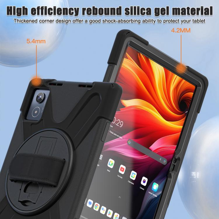 For Lenovo Tab K11 Plus Rotatable Holder Silicone Hybrid PC Tablet Case with Shoulder Strap