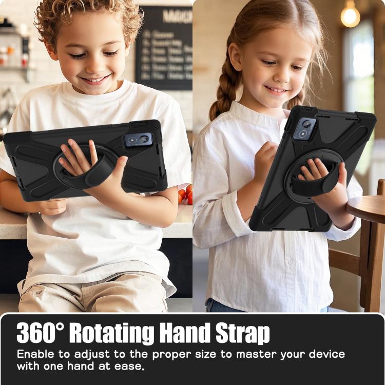 For Lenovo Tab K11 Plus Rotatable Holder Silicone Hybrid PC Tablet Case with Shoulder Strap
