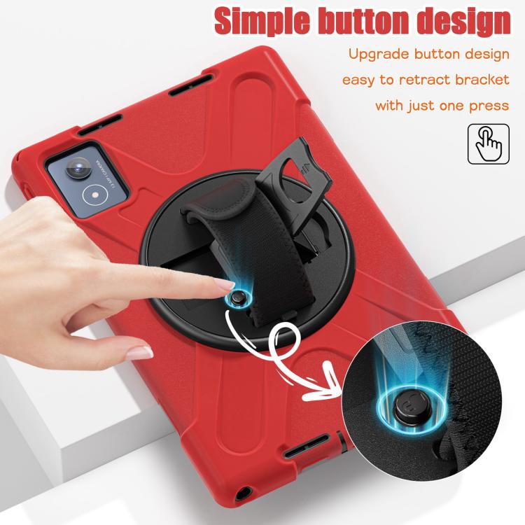 For Lenovo Tab K11 Plus Rotatable Holder Silicone Hybrid PC Tablet Case with Shoulder Strap