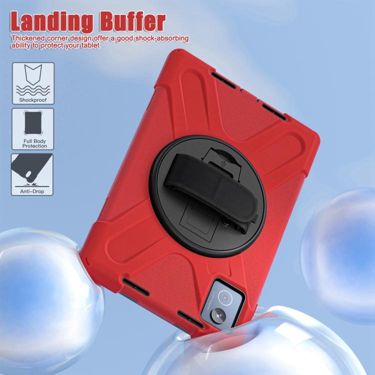 For Lenovo Tab K11 Plus Rotatable Holder Silicone Hybrid PC Tablet Case with Shoulder Strap