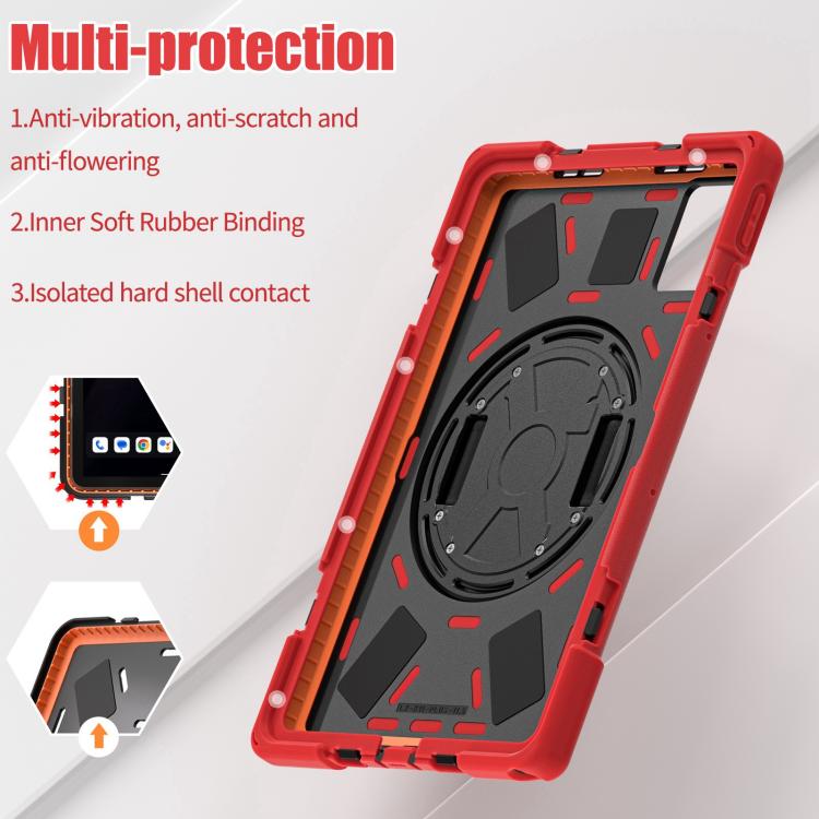 For Lenovo Tab K11 Plus Rotatable Holder Silicone Hybrid PC Tablet Case with Shoulder Strap