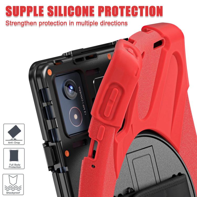 For Lenovo Tab K11 Plus Rotatable Holder Silicone Hybrid PC Tablet Case with Shoulder Strap