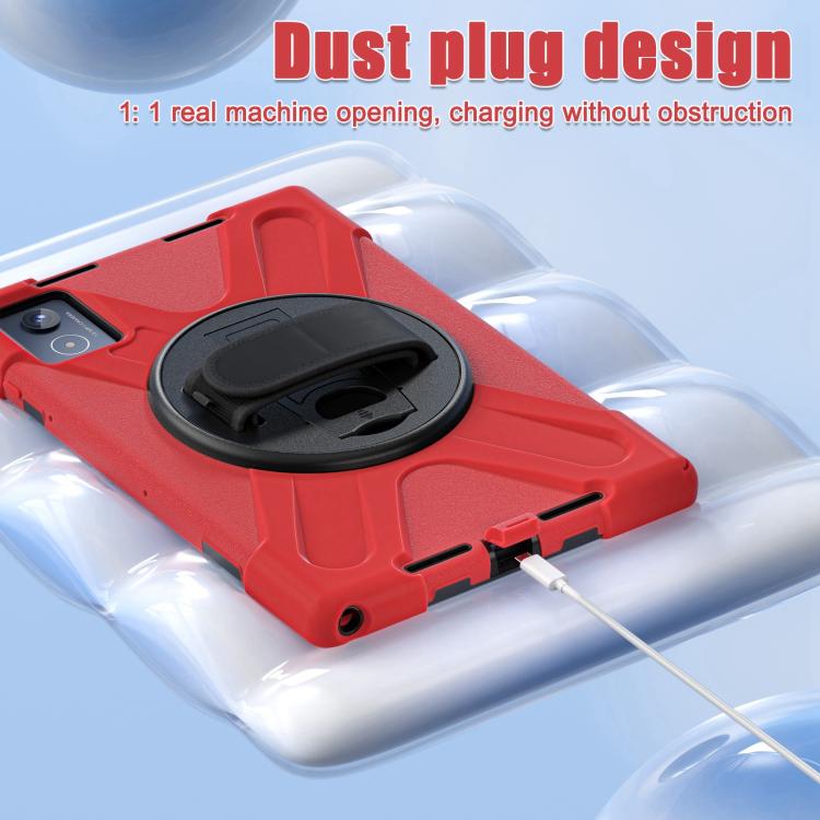 For Lenovo Tab K11 Plus Rotatable Holder Silicone Hybrid PC Tablet Case with Shoulder Strap