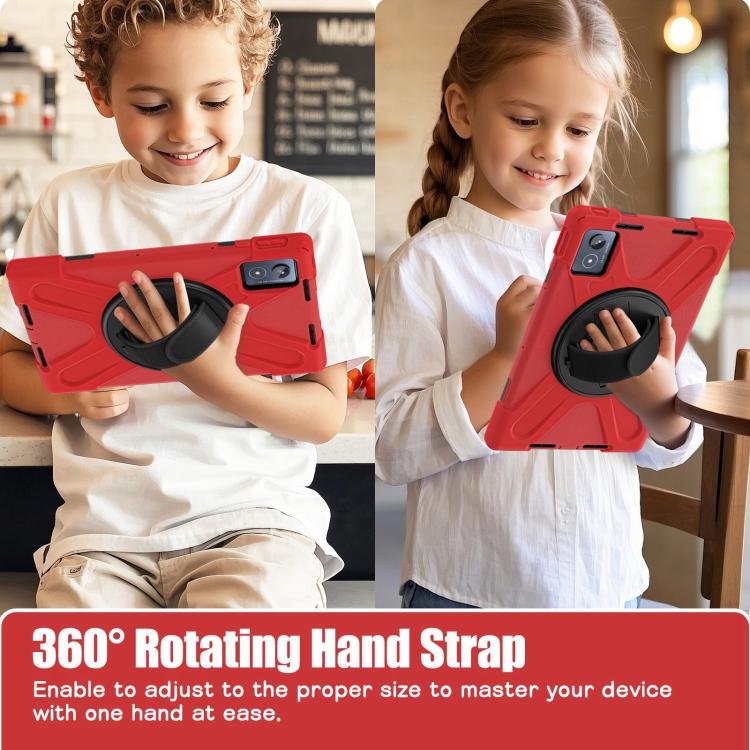 For Lenovo Tab K11 Plus Rotatable Holder Silicone Hybrid PC Tablet Case with Shoulder Strap