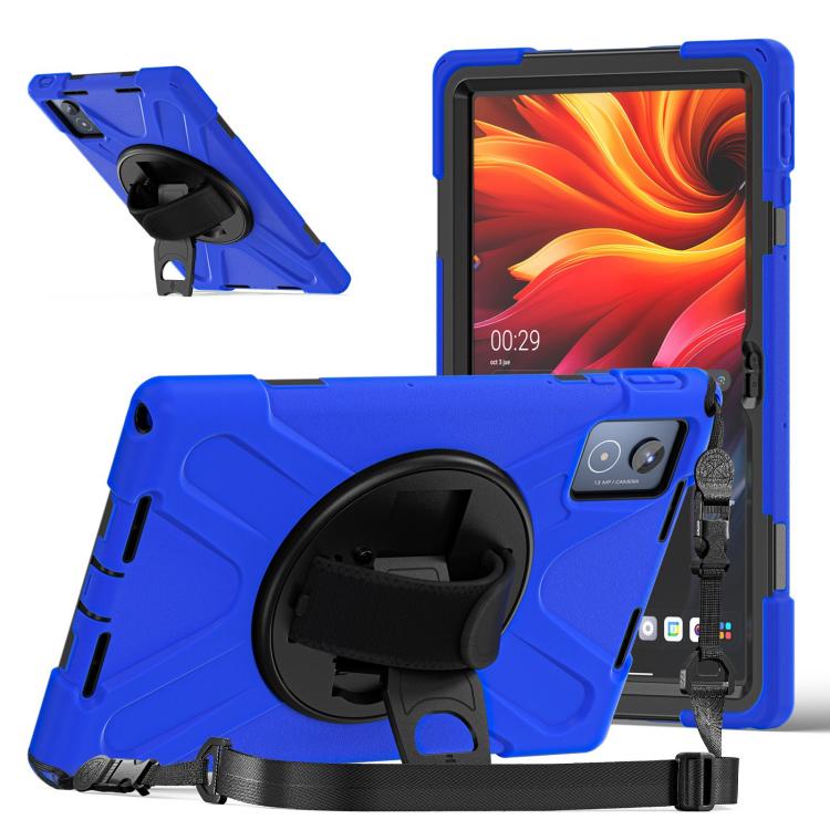 For Lenovo Tab K11 Plus Rotatable Holder Silicone Hybrid PC Tablet Case with Shoulder Strap