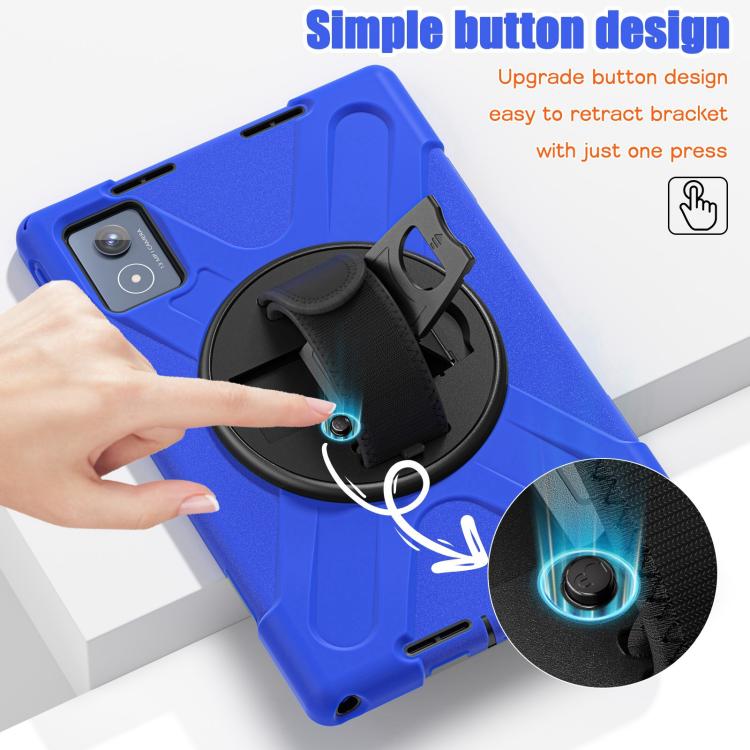 For Lenovo Tab K11 Plus Rotatable Holder Silicone Hybrid PC Tablet Case with Shoulder Strap