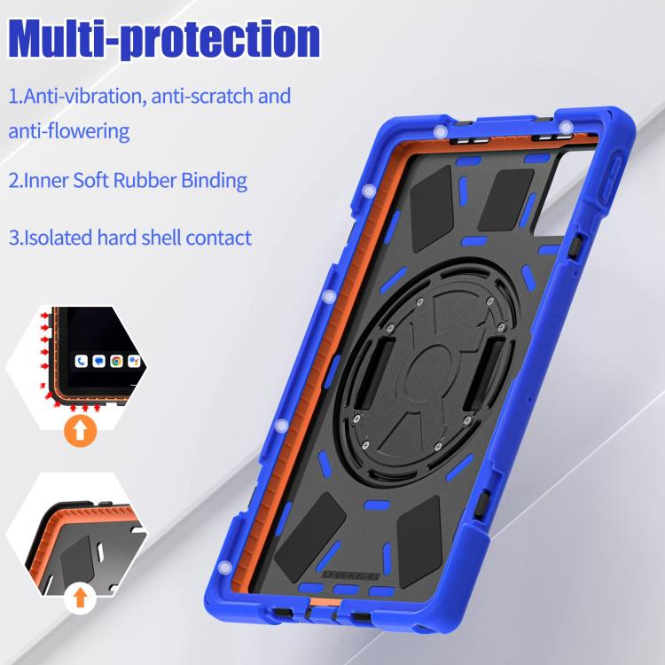 For Lenovo Tab K11 Plus Rotatable Holder Silicone Hybrid PC Tablet Case with Shoulder Strap