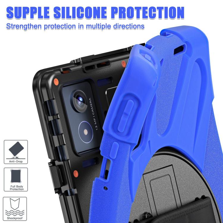For Lenovo Tab K11 Plus Rotatable Holder Silicone Hybrid PC Tablet Case with Shoulder Strap