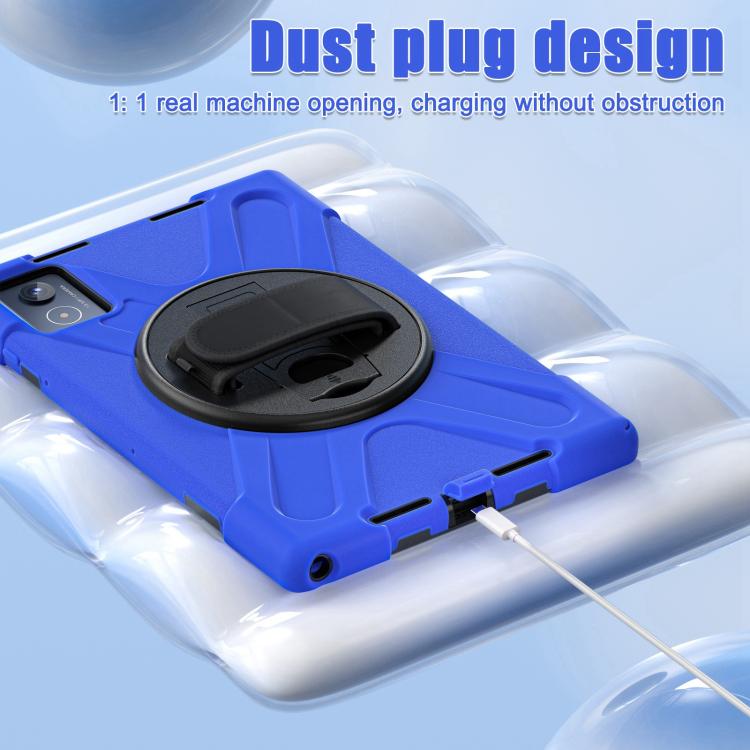 For Lenovo Tab K11 Plus Rotatable Holder Silicone Hybrid PC Tablet Case with Shoulder Strap