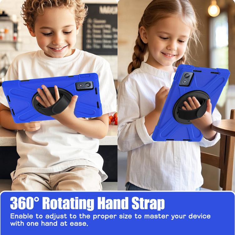 For Lenovo Tab K11 Plus Rotatable Holder Silicone Hybrid PC Tablet Case with Shoulder Strap