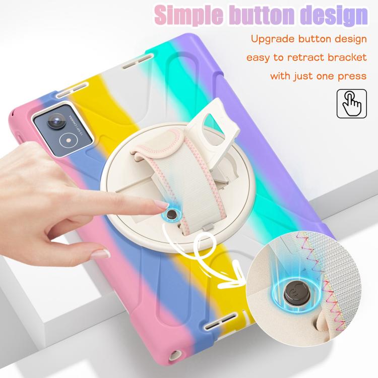 For Lenovo Tab K11 Plus Rotatable Holder Silicone Hybrid PC Tablet Case with Shoulder Strap