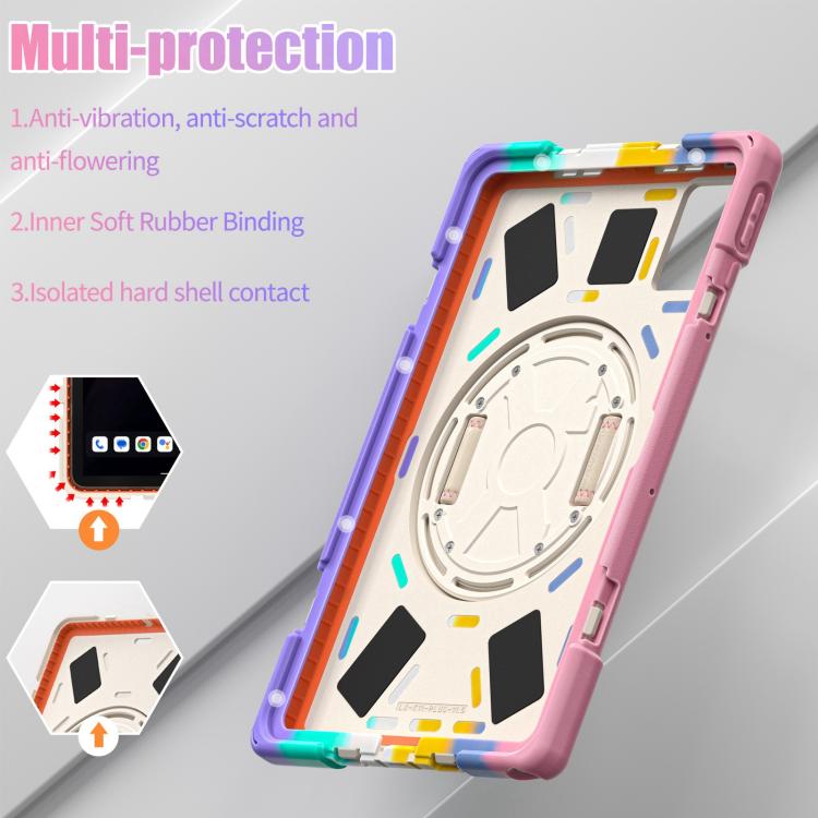 For Lenovo Tab K11 Plus Rotatable Holder Silicone Hybrid PC Tablet Case with Shoulder Strap