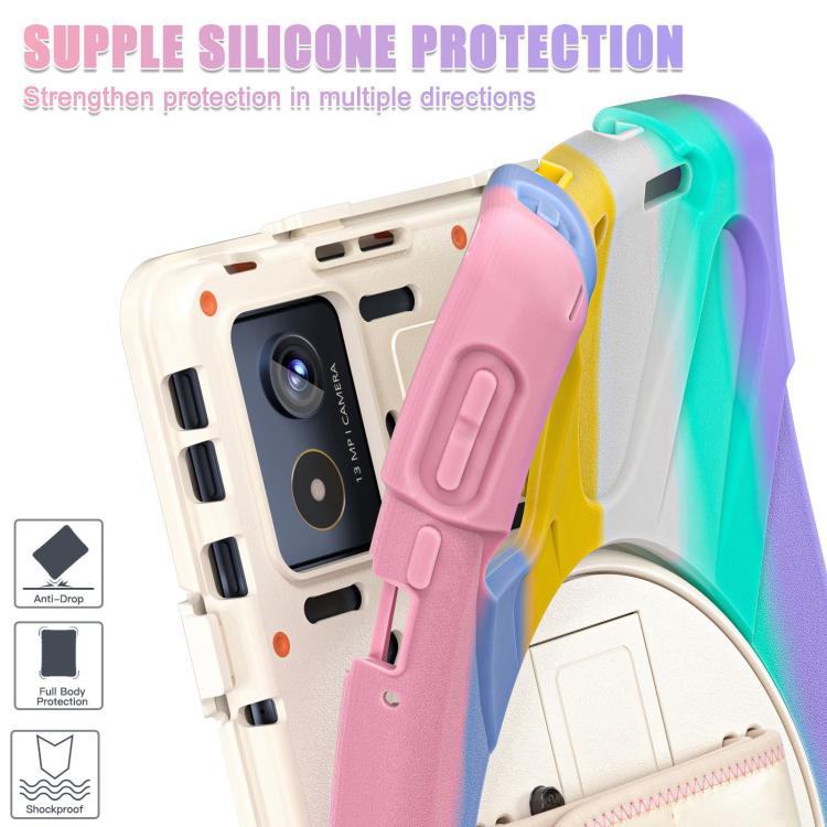 For Lenovo Tab K11 Plus Rotatable Holder Silicone Hybrid PC Tablet Case with Shoulder Strap