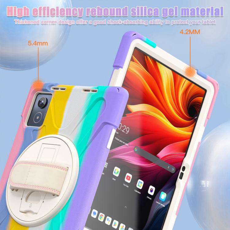 For Lenovo Tab K11 Plus Rotatable Holder Silicone Hybrid PC Tablet Case with Shoulder Strap