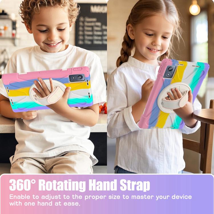 For Lenovo Tab K11 Plus Rotatable Holder Silicone Hybrid PC Tablet Case with Shoulder Strap