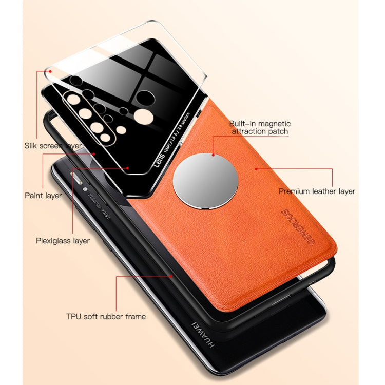 For Huawei nova 5i All-inclusive Leather + Organic Glass Protective Case with Metal Iron Sheet