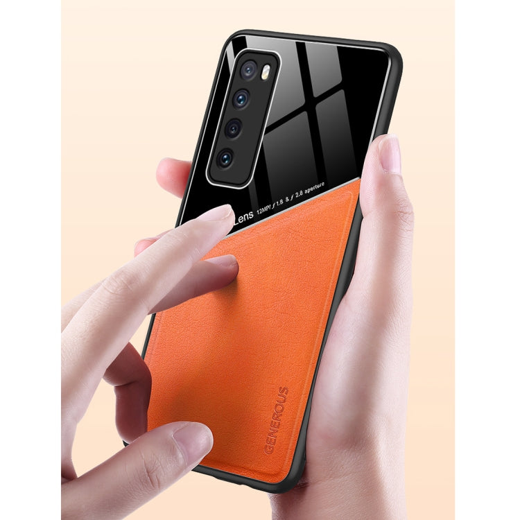 For Huawei nova 7 5G All-inclusive Leather + Organic Glass Protective Case with Metal Iron Sheet