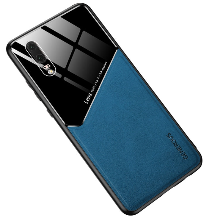 For Huawei P20 All-inclusive Leather + Organic Glass Protective Case with Metal Iron Sheet