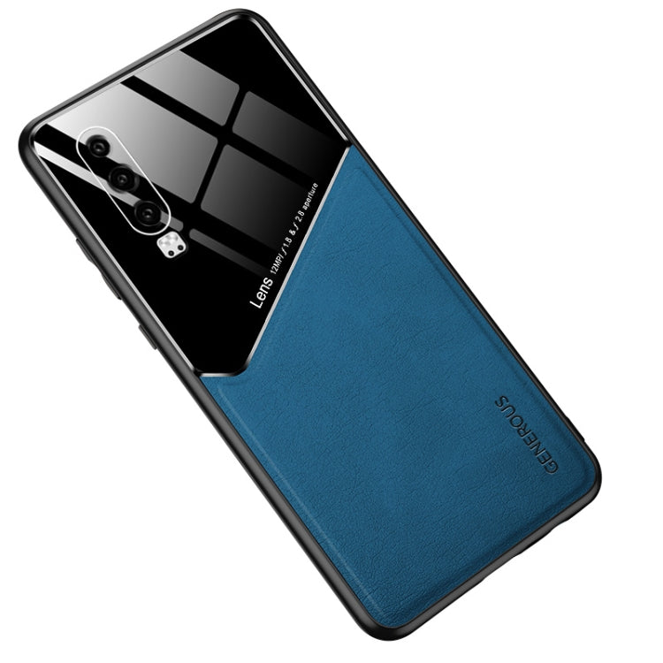 For Huawei P30 All-inclusive Leather + Organic Glass Protective Case with Metal Iron Sheet