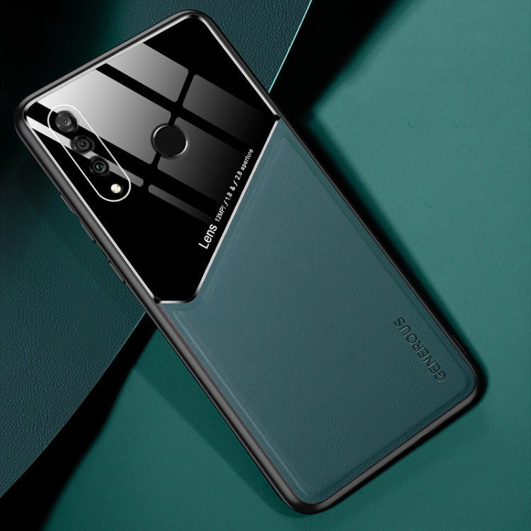 For Huawei P30 Lite All-inclusive Leather + Organic Glass Protective Case with Metal Iron Sheet