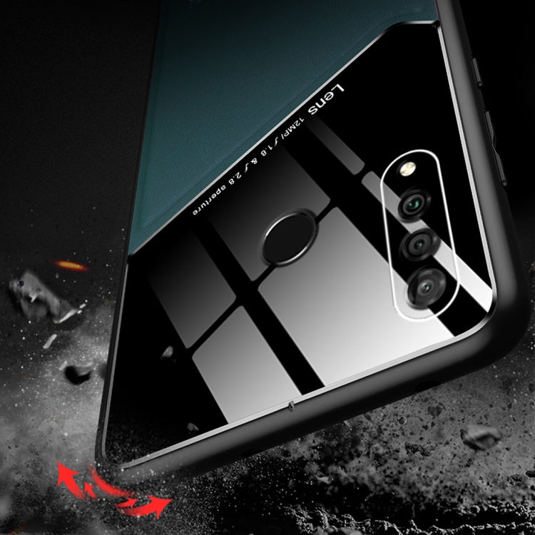 For Huawei P30 Lite All-inclusive Leather + Organic Glass Protective Case with Metal Iron Sheet