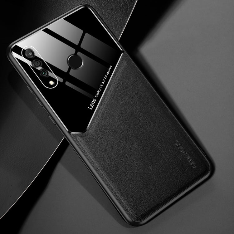 For Huawei P30 Lite All-inclusive Leather + Organic Glass Protective Case with Metal Iron Sheet