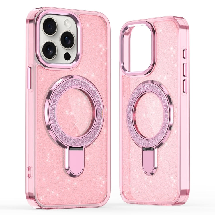 For iPhone 16 Pro Max Glitter Ring Holder MagSafe Phone Case