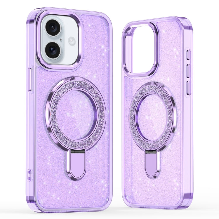 For iPhone 16 Plus Glitter Ring Holder MagSafe Phone Case