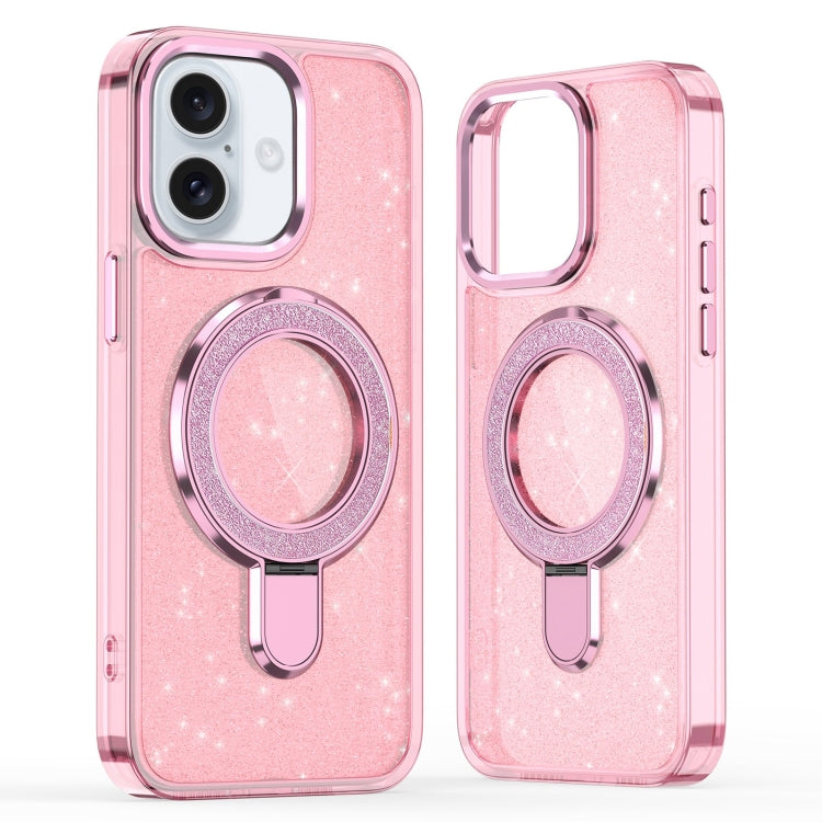 For iPhone 16 Glitter Ring Holder MagSafe Phone Case