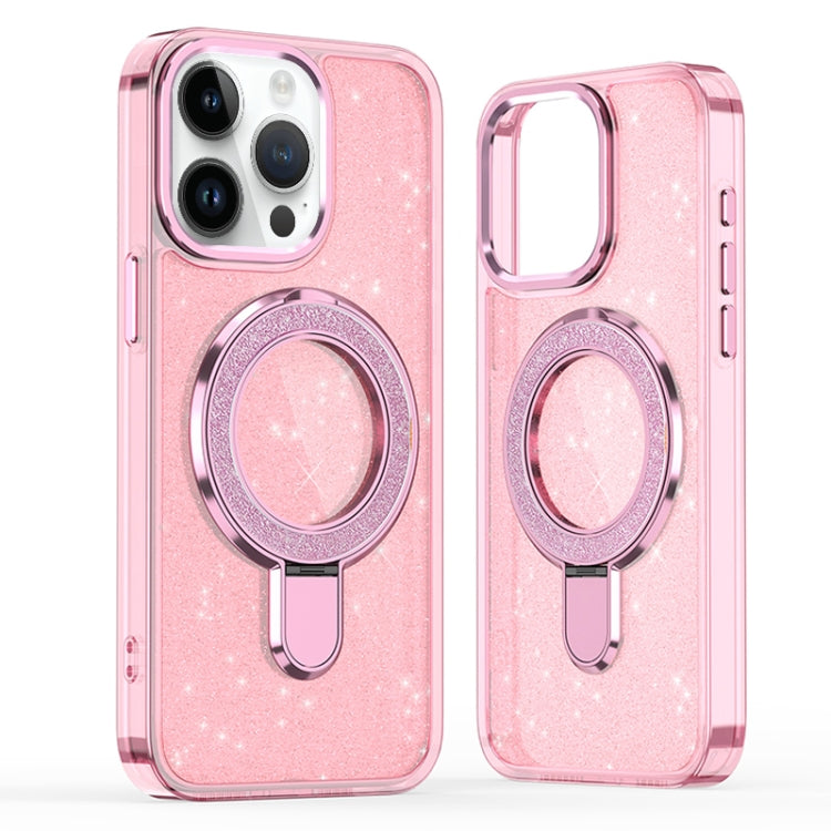 For iPhone 15 Pro Glitter Ring Holder MagSafe Phone Case
