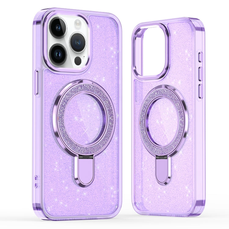 For iPhone 15 Pro Glitter Ring Holder MagSafe Phone Case