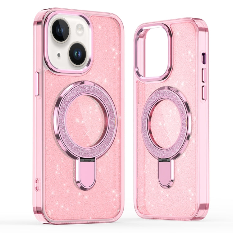For iPhone 13 / 14 Glitter Ring Holder MagSafe Phone Case